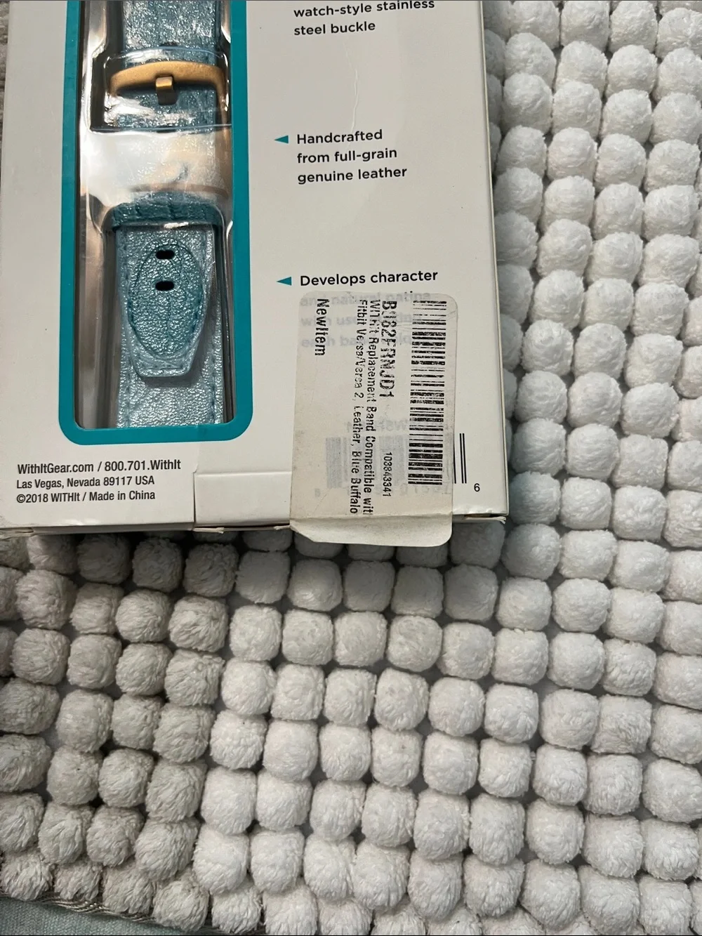 fitbit Light Blue Leather Replacement Band for Versa